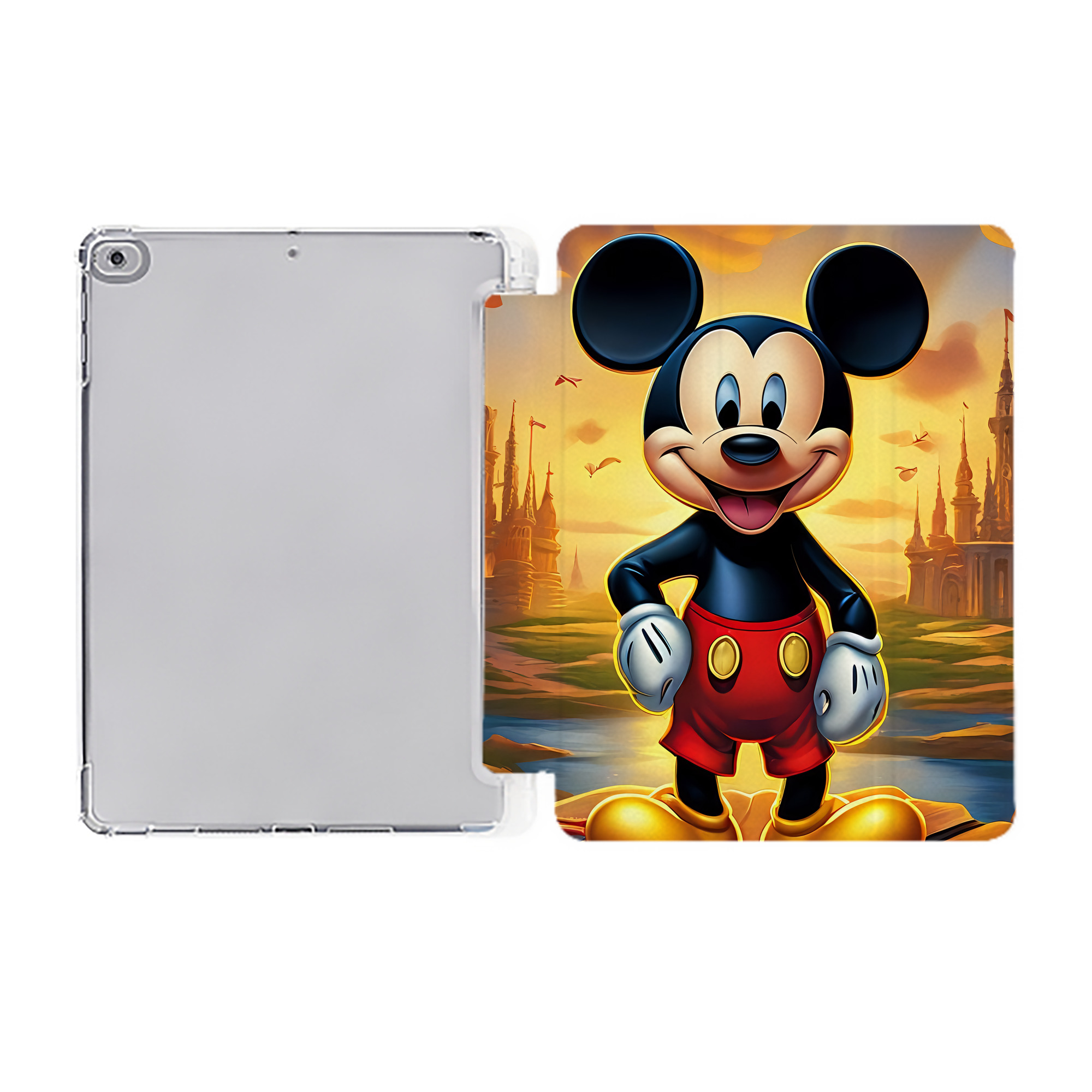 （画像用） ミッキーマウス Mickey Mouse IPad ケース ペン収納付き 三つ折りスタンド PUレザー×シリコン 対応機種9.5/10.5/10.9インチ